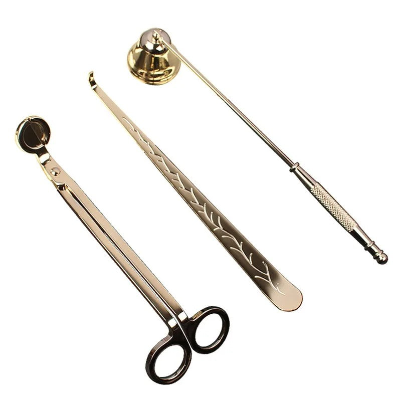 1/3PCS Candle Wick Trimmer Scissors Extinguisher Hooks Candle Accessories Set Home Care Candle Tool Stainless Steel Portable