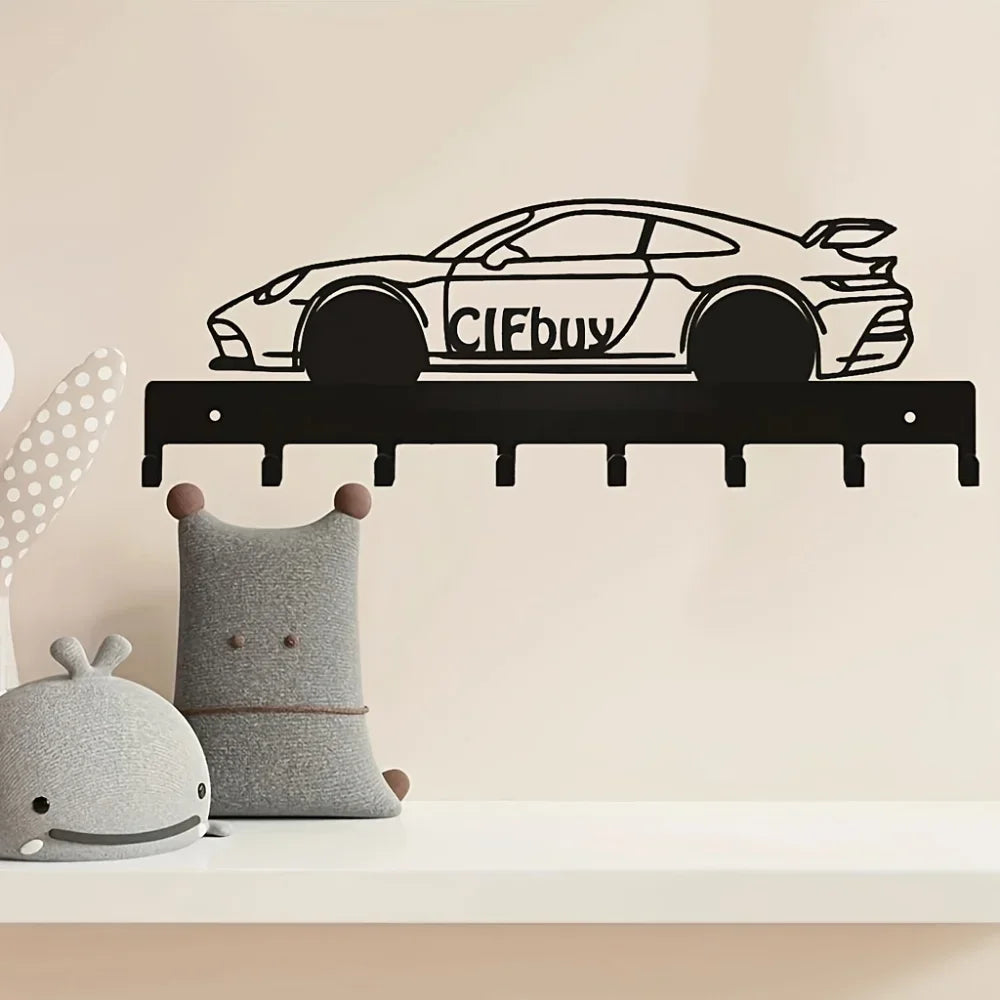 1pc Enhance Your Home's Aesthetic Metal Key Holder Wall Mount with Racing Car Art Modeling