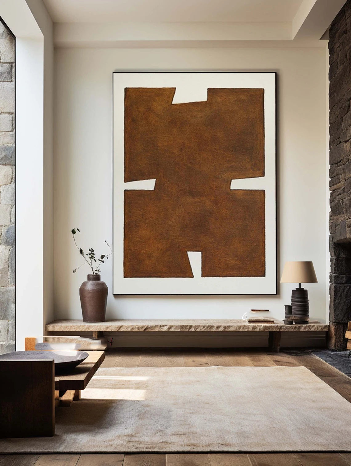 Beige And Black Texture Painting Wabi Sabi Wall Art Abstract Painting On Canvas Large Black Brown Wall Picture Modern Wall Decor