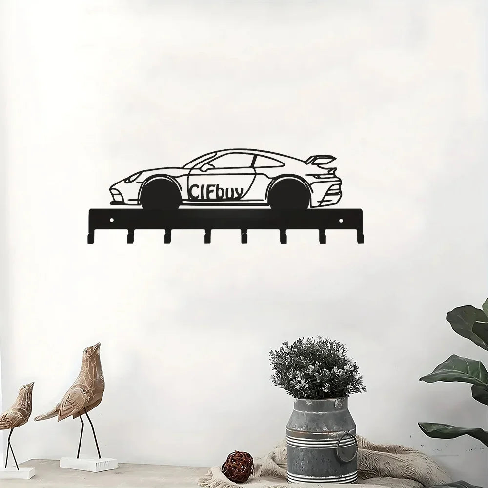 1pc Enhance Your Home's Aesthetic Metal Key Holder Wall Mount with Racing Car Art Modeling