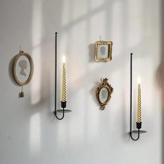 2pcs/set, Black L-shaped Wall Hanging Candle Holder, Modern Minimalist Metal Candlestick, Home Decoration, Wall Decoration,