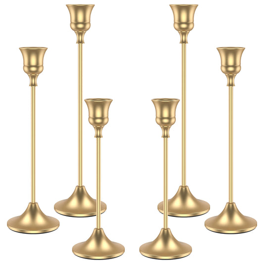 6Pcs European Style Taper Candle Holders for Dining Table Romantic Stick Candle Holders Rust Resistant Tall Candle Stands
