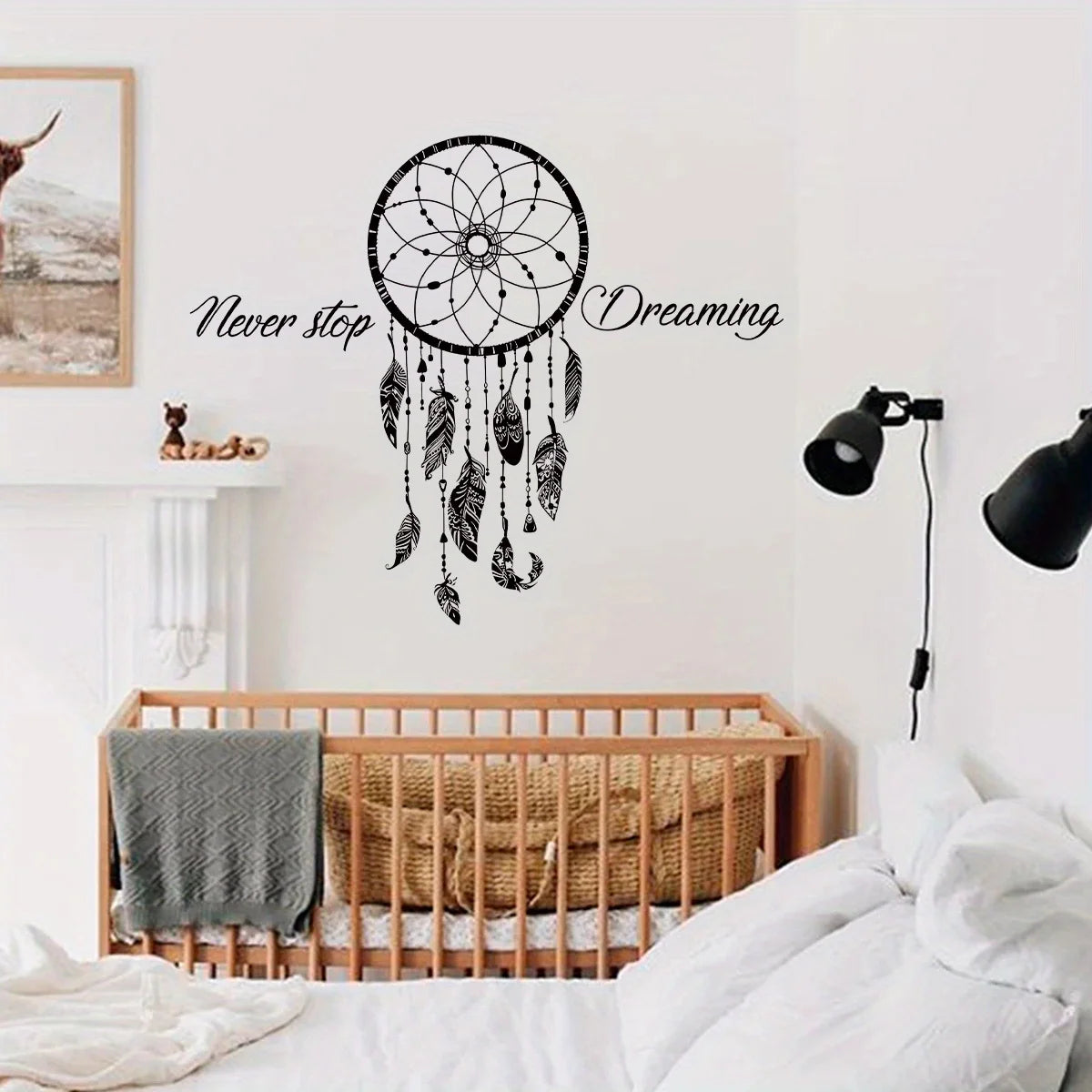 Black Wind Chime Silhouette Art Wall Stickers Removable for Bedroom Living Room Sofa Background Foyer Decoration Wall Decals