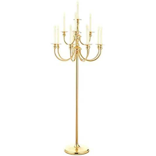Gold 13 Arm Floor Candelabra, Wedding Centerpieces for Tables, 48 "Tall Metal Candle Holders, Villa De Mesa